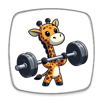 Giraffe Dumbbell Weightlifting Fitness Humor - Square fridge magnet - white - Front