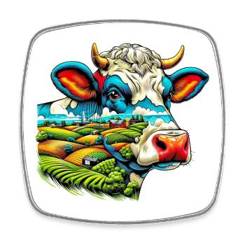 Vache - Magnet carré - blanc - Devant