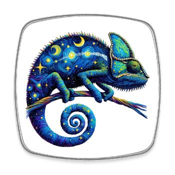 Chameleon - Square fridge magnet - white - Front