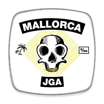 Mallorca – Bachelor party under palm trees - Square fridge magnet - white - Front