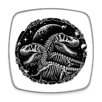 Schwarz-weiße Dinosaurierskelette für Dino Fans - Viereckiger Kühlschrankmagnet - Weiß - Vorne