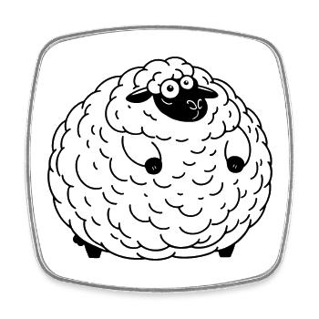 Fat Sheep - Square fridge magnet - white - Front