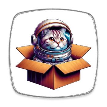 Katze Astronaut - Viereckiger Kühlschrankmagnet - Weiß - Vorne