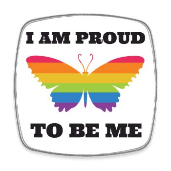 LGBTQ Pride Month - Ich bin stolz darauf, ich zu sein - Viereckiger Kühlschrankmagnet - Weiß - Vorne