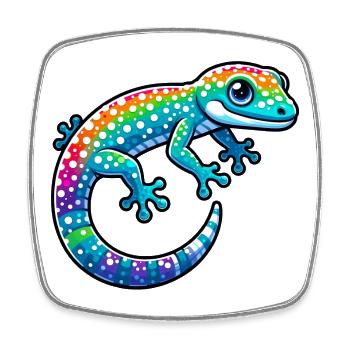 Gecko - Viereckiger Kühlschrankmagnet - Weiß - Vorne