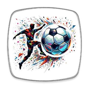 dynamic soccer player playing soccer - Square fridge magnet - white - Front