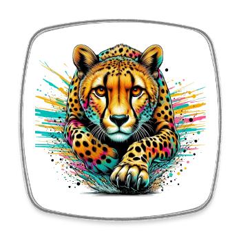 Guépard - Magnet carré - blanc - Devant