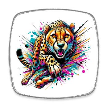 Guépard - Magnet carré - blanc - Devant