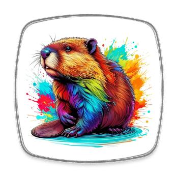 Beaver - Square fridge magnet - white - Front