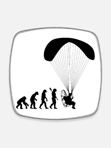 Paramoteur Évolution humaine drôle - Magnet carré - blanc