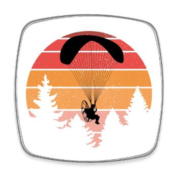 Sunset Paragliding Silhouette Design - Square fridge magnet - white - Front