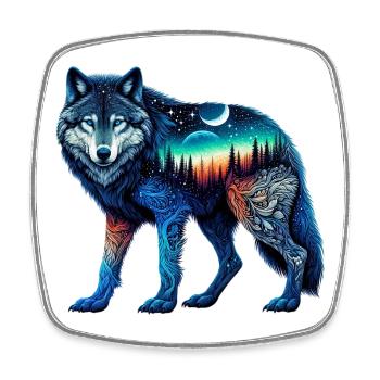 Wolf - Square fridge magnet - white - Front