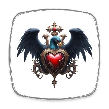Elegant Gothic Heart with Fantasy Bird. - Square fridge magnet - white - Front