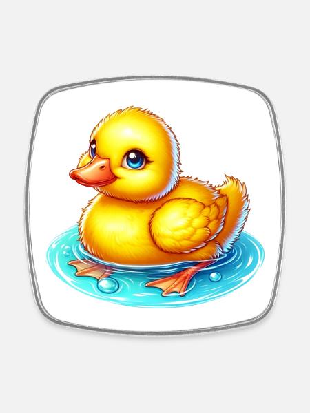 Caneton Canard Canard - Magnet carré - blanc