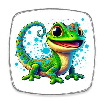 Gecko - Viereckiger Kühlschrankmagnet - Weiß - Vorne