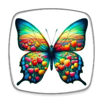 Schmetterling Tulpe Tulpen Holland - Viereckiger Kühlschrankmagnet - Weiß - Vorne