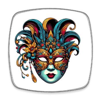 Masque du Carnaval de Venise - Magnet carré - blanc - Devant