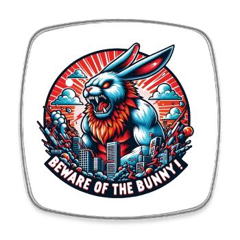 Attention à la catastrophe du lapin - Magnet carré - blanc - Devant