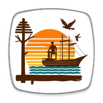 Sailboat Tours - Square fridge magnet - white - Front