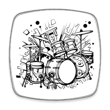 Drum Sketch - Square fridge magnet - white - Front