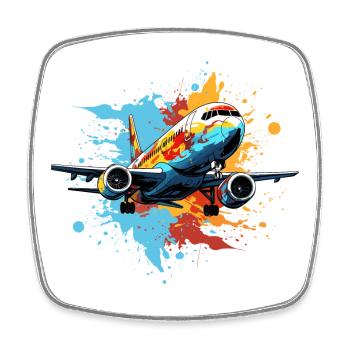 Flugzeug Graffiti - Viereckiger Kühlschrankmagnet - Weiß - Vorne