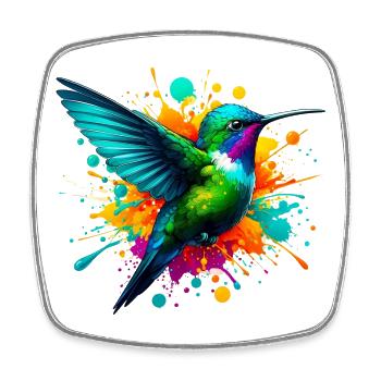 Colibri - Magnet carré - blanc - Devant