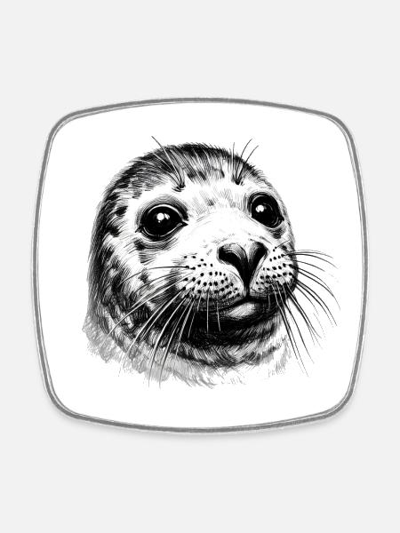 Seal - Square fridge magnet - white
