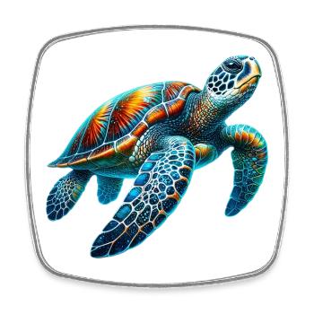 Tortue - Magnet carré - blanc - Devant