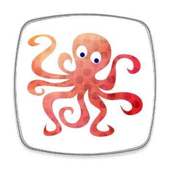 Octopus Dots Squid Tentacule Bande dessinée - Magnet carré - blanc - Devant
