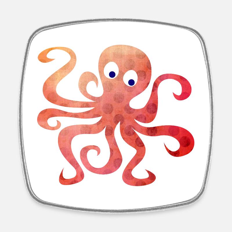 Octopus Dots Squid Tentacule Bande dessinée - Magnet carré - blanc
