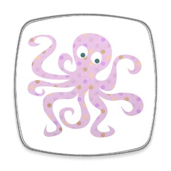 Octopus Dots Pink Dots Nursery Squid - Square fridge magnet - white - Front