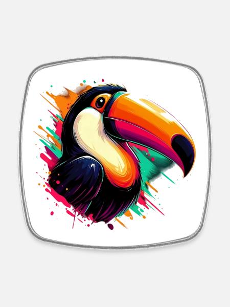 Toucan - Square fridge magnet - white