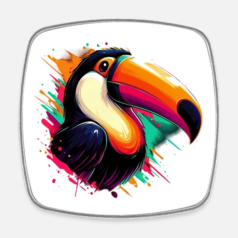 Toucan - Square fridge magnet - white