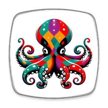 Harlequin Octopus - Square fridge magnet - white - Front