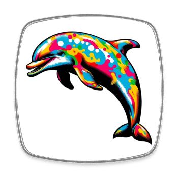 Dolphin - Square fridge magnet - white - Front