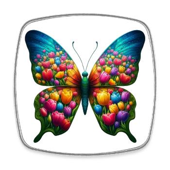 Schmetterling Tulpen Tulpe Holland - Viereckiger Kühlschrankmagnet - Weiß - Vorne