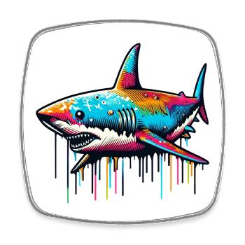 Shark - Square fridge magnet - white - Front