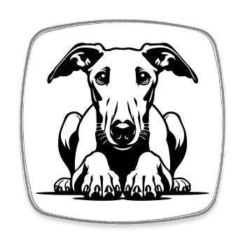 Tête de whippet avec pattes - Magnet carré - blanc - Devant