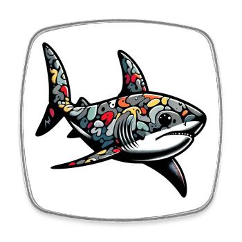 Requin - Magnet carré - blanc - Devant