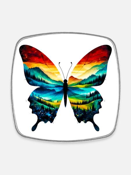 Butterfly - Square fridge magnet - white