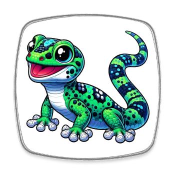 Gecko - Magnet carré - blanc - Devant
