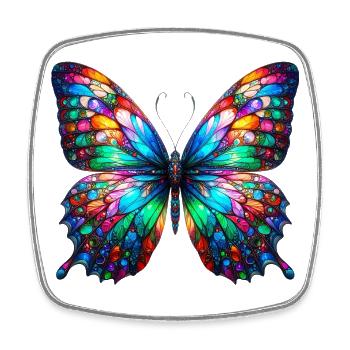 Schmetterling - Viereckiger Kühlschrankmagnet - Weiß - Vorne