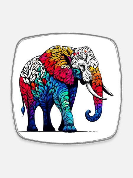 Elefant - Viereckiger Kühlschrankmagnet - Weiß