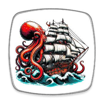 Octopus - Square fridge magnet - white - Front