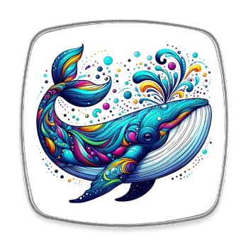 Whale - Square fridge magnet - white - Front