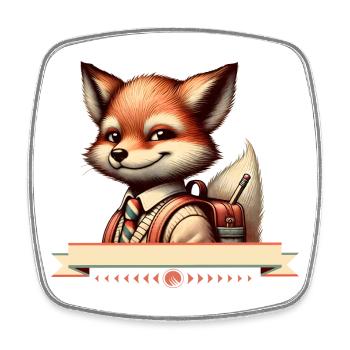Starting school in style: Fuchs for school beginners - Square fridge magnet - white - Front