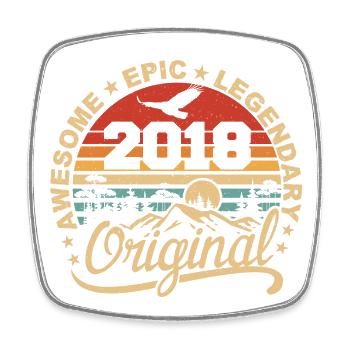 Original 2018 Retro 2018 Geburtstagsgeschenk - Viereckiger Kühlschrankmagnet - Weiß - Vorne