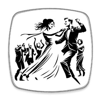 Couple de mariés - Magnet carré - blanc - Devant