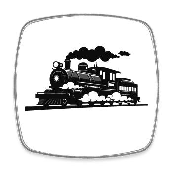 Dampflokomotive - Viereckiger Kühlschrankmagnet - Weiß - Vorne