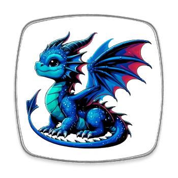 Drache - Viereckiger Kühlschrankmagnet - Weiß - Vorne
